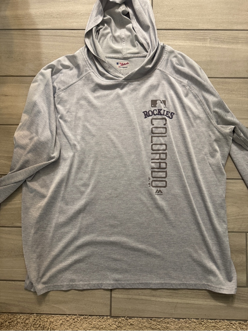 Majestic Colorado Rockies Heather Gray Hooded Long Sleeve Shirt